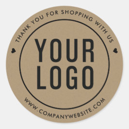 Kraft Paper Look Bedankt Custom Logo Ronde Sticker