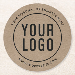 Kraft Paper Look Custom Business Logo Promotional Ronde Kartonnen Onderzetter