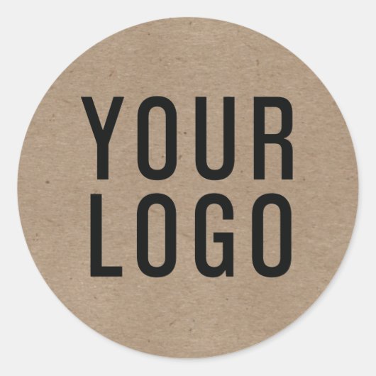 Kraft Paper Look Custom Business Logo Ronde Sticker (Voorkant)