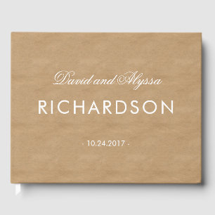 Kraft Paper Look met elegante witte tekst Gastenboek