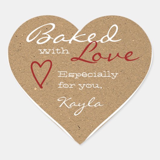 Kraft Paper Made Love Heart Shape Red Heart Brown Hart Sticker (Voorkant)