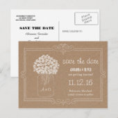 Kraft Paper Mason Jar Flowers Bewaar de datum Aankondigingskaart (Voorkant / Achterkant)