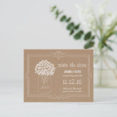 Kraft Paper Mason Jar Flowers Bewaar de datum Aankondigingskaart (Staand voorkant)