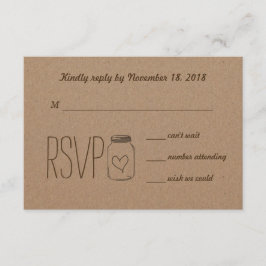Kraft Paper Mason Jar RSVP Kaartje