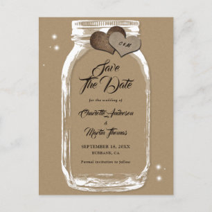 Kraft Paper Mason Jar Wedding Save the Date Aankondigingskaart