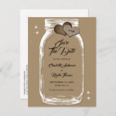 Kraft Paper Mason Jar Wedding Save the Date Aankondigingskaart (Voorkant / Achterkant)