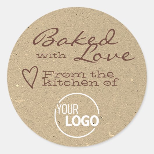 Kraft Paper met Sjabloon van Liefde Logo Ronde Sticker (Voorkant)