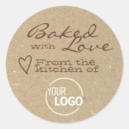 Kraft Paper met Sjabloon van Liefde Logo Ronde Sticker