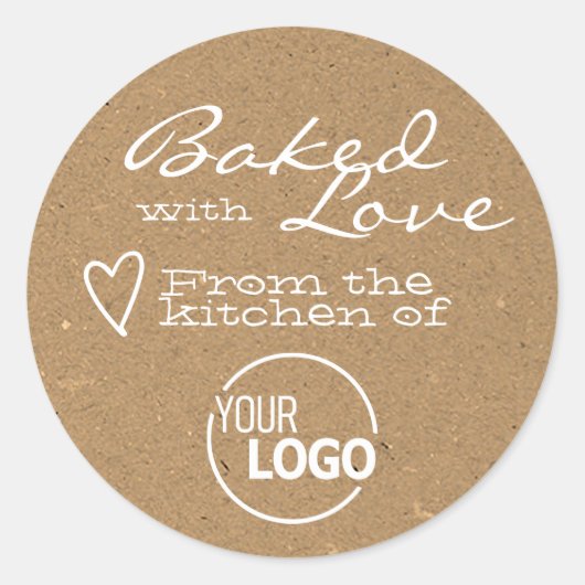 Kraft Paper met Sjabloon van Liefde Logo Ronde Sticker (Voorkant)