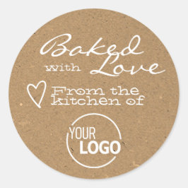 Kraft Paper met Sjabloon van Liefde Logo Ronde Sticker