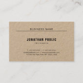 Kraft Paper Modern Elegant Eenvoudige Sjabloon Lux Visitekaartje (Achterkant)