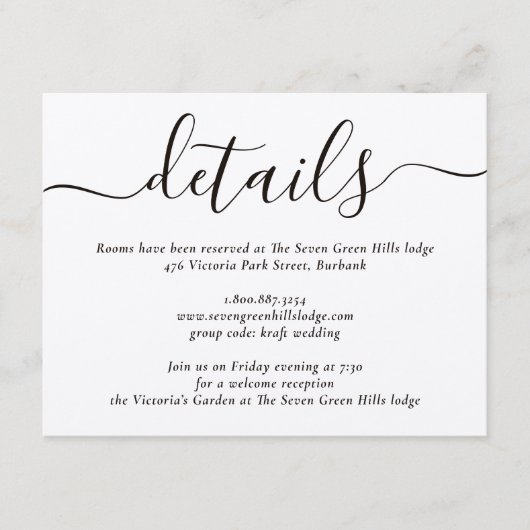 Kraft Paper Modern Script Wedding Informatiekaartje (Voorkant)