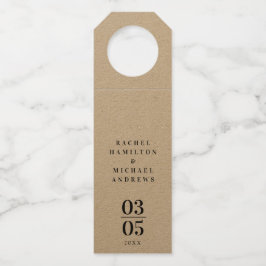 Kraft Paper Modern Simpel Wedding Flessenhanger
