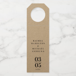 Kraft Paper Modern Simpel Wedding Flessenhanger
