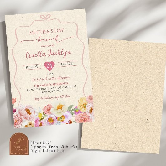 Kraft Paper Moederdag Brunch Kaart