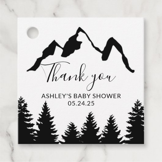 Kraft Paper Mountains Favor Tag Bedankjes Labels (Voorkant)