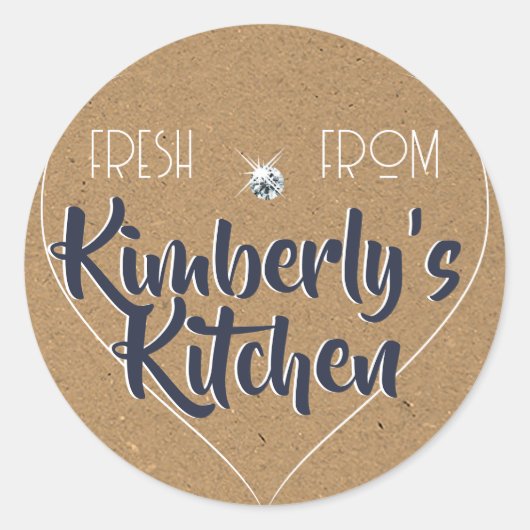 Kraft Paper Navy Blue Rhinestone Cupcake Label (Voorkant)