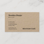 Kraft Paper Nostalgic Old English Text Sjabloon Visitekaartje (Voorkant)