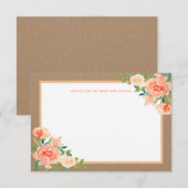 Kraft Paper Peach Florals | Weddenschap Advieskaart (Voorkant / Achterkant)