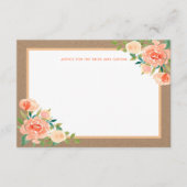 Kraft Paper Peach Florals | Weddenschap Advieskaart (Voorkant)