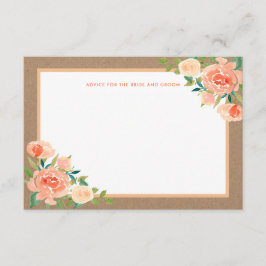 Kraft Paper Peach Florals | Weddenschap Advieskaart