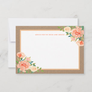 Kraft Paper Peach Florals   Weddenschap Advieskaart
