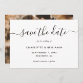 Kraft Paper Photo Wedding Elegant Script Aankondiging (Voorkant / Achterkant)