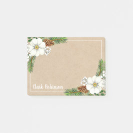 Kraft Paper Pinecone White Floral Post-it® Notes
