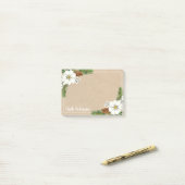 Kraft Paper Pinecone White Floral Post-it® Notes (Op bureau)