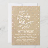 Kraft Paper Polka Dots Baby shower Uitnodiging (Voorkant)