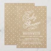 Kraft Paper Polka Dots Baby shower Uitnodiging (Voorkant / Achterkant)