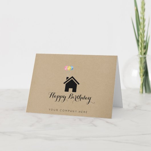 Kraft Paper Real Estate Happy Birthday Realtor Kaart (Voorkant)