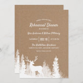 Kraft Paper Reindeer Kerstrepesal Dinner Kaart (Voorkant / Achterkant)