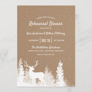 Kraft Paper Reindeer Kerstrepesal Dinner Kaart