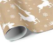 Kraft Paper Reindeer Pattern White ID589 Cadeaupapier (Rol Hoek)
