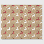 Kraft Paper Reindeer Tartan Red/White ID589 Cadeaupapier (Vlak)