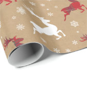 Kraft Paper Reindeer Tartan Red/White ID589 Cadeaupapier (Rol Hoek)