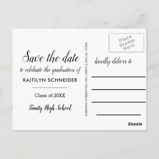 Kraft Paper Rustic Afstuderen sparen de Datum Foto Briefkaart (Achterkant)