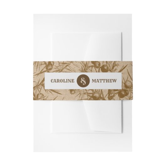 Kraft Paper Rustic Botanical Wedding Uitnodigingen Wikkel (Voorkant Voorbeeld)