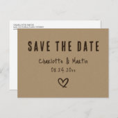 Kraft Paper Rustic country Wedding Save the Date Briefkaart (Voorkant / Achterkant)
