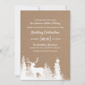 Kraft Paper Rustic Reindeer Kerstbruiloft Kaart (Voorkant)
