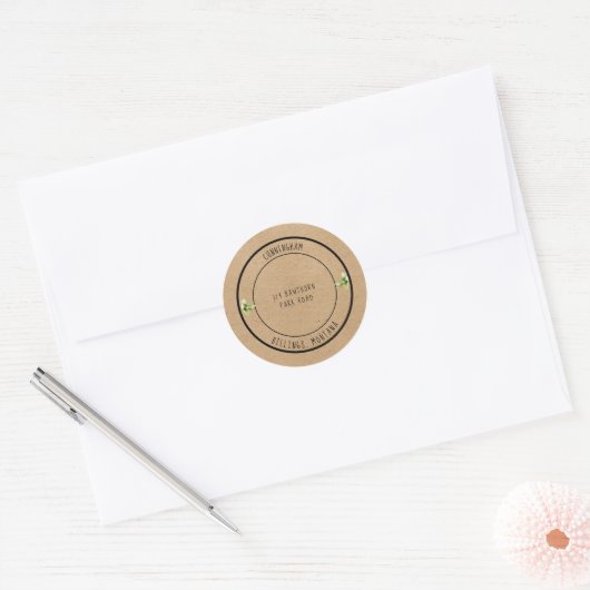 Kraft Paper Rustic Round Return-adreslabel Ronde Sticker (Envelop)