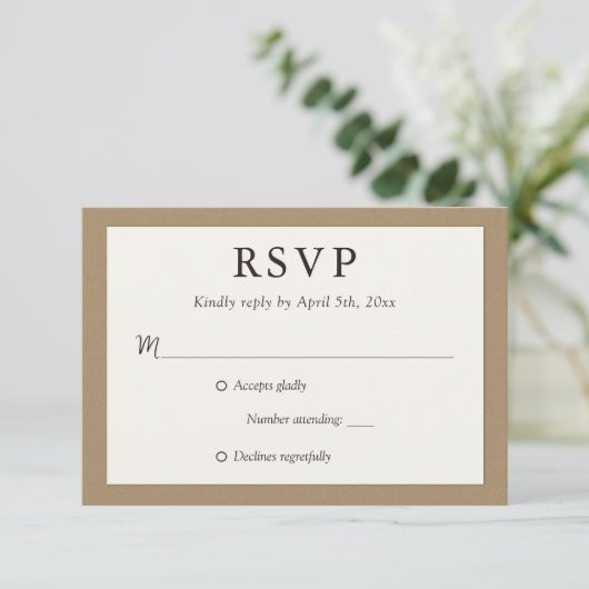 Kraft Paper Rustic Wedding RSVP-Kaarten RSVP Kaartje (Staand voorkant)