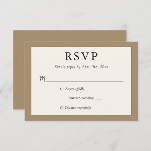 Kraft Paper Rustic Wedding RSVP-Kaarten RSVP Kaartje (Voorkant / Achterkant)