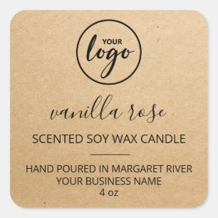 Kraft Paper Scented Soy Candle-labels Vierkante Sticker