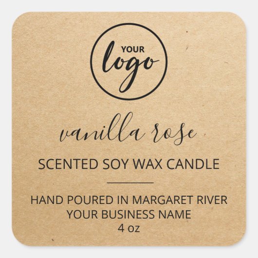 Kraft Paper Scented Soy Candle-labels Vierkante Sticker (Voorkant)