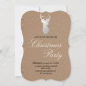 Kraft Paper Silver Antler Rustiek Kerstfeest Kaart (Voorkant)
