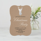 Kraft Paper Silver Antler Rustiek Kerstfeest Kaart (Staand voorkant)