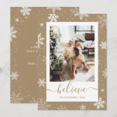 Kraft Paper Snowflake Foto Geloven Feestdagenkaart (Voorkant / Achterkant)