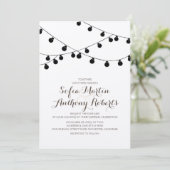 Kraft Paper String Lights Moderne bruiloft uitnodi Kaart (Staand voorkant)